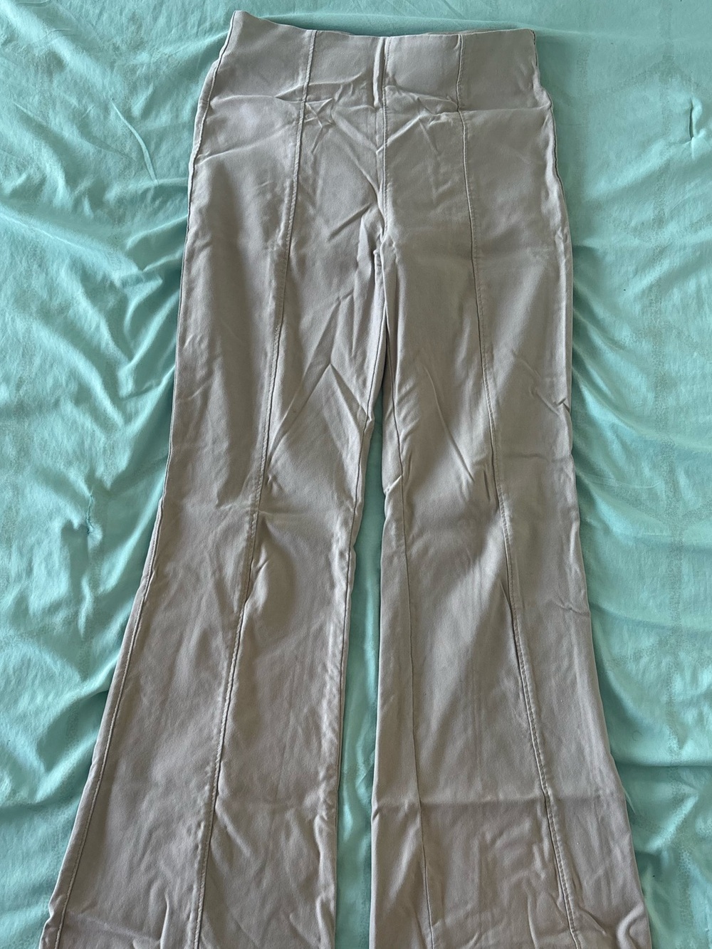 Garage Beige Wide-Leg Pants with Front Seam